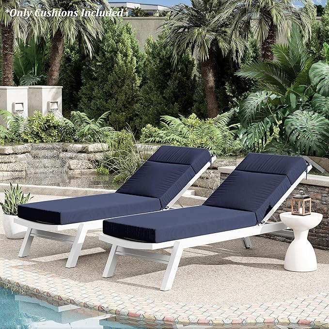 Chaise Lounge Cushion for Outdoor Furniture, Waterproof Fade and Tear Resistant Lounge Deck Chair Cushions for Patio Lawn Pool Resort Hotel