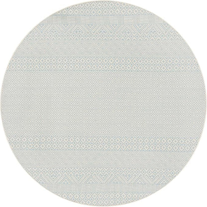 SAFAVIEH Courtyard Collection 4' Round Beige/Aqua CY6235 Moroccan Indoor/ Outdoor Waterproof Easy Cleaning Patio Backyard Mudroom Area Rug