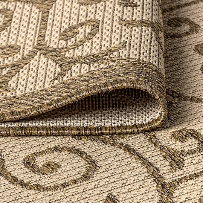 JONATHAN Y Vintage Filigree Indoor Outdoor Octagon Area Rug 8 Ft Beige/Brown, Madrid Textured Weave for Backyard, Patio, Porch, Easy-Cleaning, High Traffic, Pet-Friendly, Non-Shedding (SMB107B-8TGN)