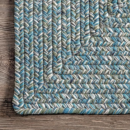 nuLOOM 3' x 5' Solid Hand Braided Indoor/Outdoor Area Rug, Pet-Friendly, High Traffic, Weather Resistant, for Patio, Balcony, Bedroom, Living Room, Dining Room, Wynn Aqua
