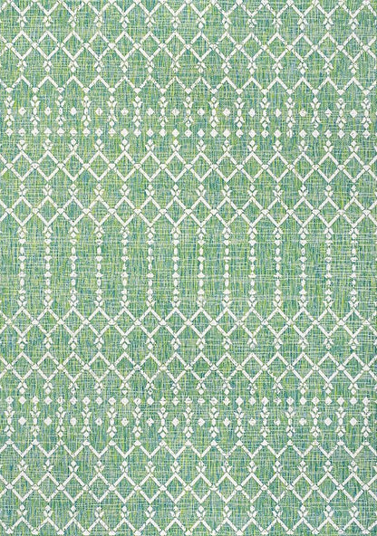 JONATHAN Y Moroccan Geometric Indoor Outdoor Area Rug 4X6 Green/Cream, Ourika Textured Weave for Backyard, Patio, Porch, Easy-Cleaning, High Traffic, Pet-Friendly, Non-Shedding (SMB108L-4)