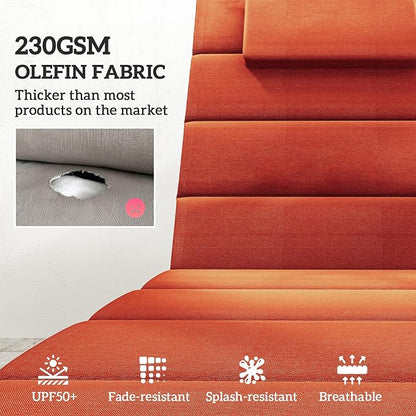 Outsunny Outdoor Lounge Chair Cushion Set of 2, 80" x 26" UPF50+ 230gsm Olefin and 25D High-Density Foam, Foldable Patio Chaise Lounge Cushion Set, Fade Resistant for Lawn Pool, Wine Red