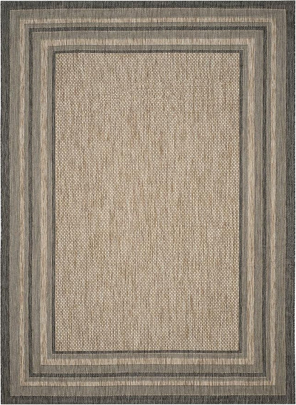 SAFAVIEH Courtyard Collection 9' x 12' Natural / Black CY8475 Indoor/ Outdoor Waterproof Easy-Cleaning Patio Backyard Mudroom Area-Rug