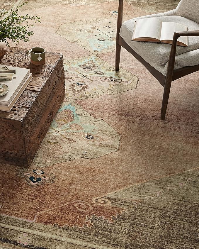 Loloi Magnolia Home by Joanna Gaines Sinclair Collection SIN-06 Clay/Tobacco 2'-3" x 11'-6", .25" Pile Height, Machine Washable, Runner Rug