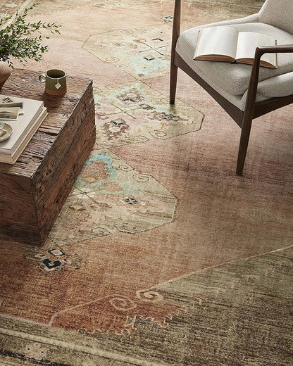 Loloi Magnolia Home by Joanna Gaines Sinclair Collection SIN-06 Clay/Tobacco 2'-3" x 3'-9", .25" Pile Height, Machine Washable, Accent Rug