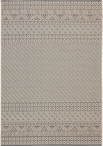 SAFAVIEH Washable Rug Outdoor Courtyard Collection - 4' x 5'7", Beige & Black, Non-Shedding & Easy Cleaning, Ideal for Patio, Backyard, Mudroom (CY6235-25612)