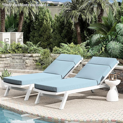 Chaise Lounge Cushion for Outdoor Furniture, Waterproof Fade and Tear Resistant Lounge Deck Chair Cushions for Patio Lawn Pool Resort Hotel