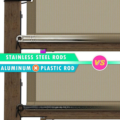 ShadeMart 95% Pergola Sun Shade 8' W x 16' L Beige Canopy Outdoor Replacement Cover with Grommets and Stainless Steel Weighted Rods for Patio, Backyards, Carport, Garden (We Make Custom Size)