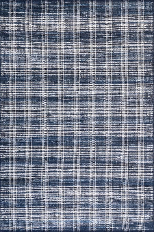 Dash & Albert Denim Plaid Blue Machine Washable Rug, 4 X 6 Feet, Blue/White Plaid Pattern