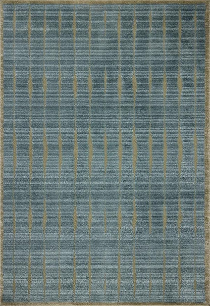 Loloi Chris Loves Julia Calvin Collection CLV-02 Ocean/Olive 2'-7" x 7'-6" Runner Rug Checkered Neutral Soft Living Room Bedroom Carpet