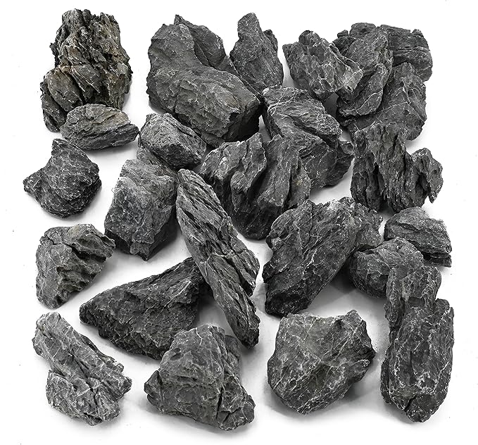 Unocho Seiryu Stone Aquarium Rocks 40lb Natural Fish Tank Rocks for Aquascaping Garden Landscaping Decoration Paludarium Amphibian Enclosures(3-12 Inches)