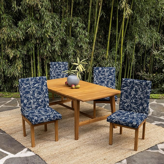 Arden earthFIBER Outdoor Dining Chair Cushion, 20 x 20, Rain-Proof, Fade Resistant, Navy Blue King Palm