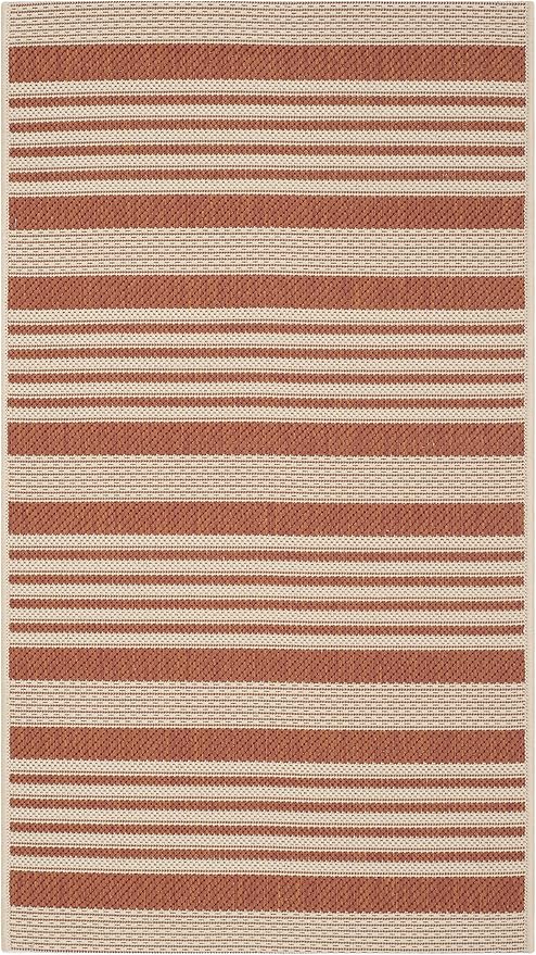 SAFAVIEH Washable Rug Outdoor Courtyard Collection - 2' x 3'7", Terracotta & Beige, Non-Shedding & Easy Cleaning, Ideal for Patio, Front Door, Entryway, Doormat (CY6062-241)