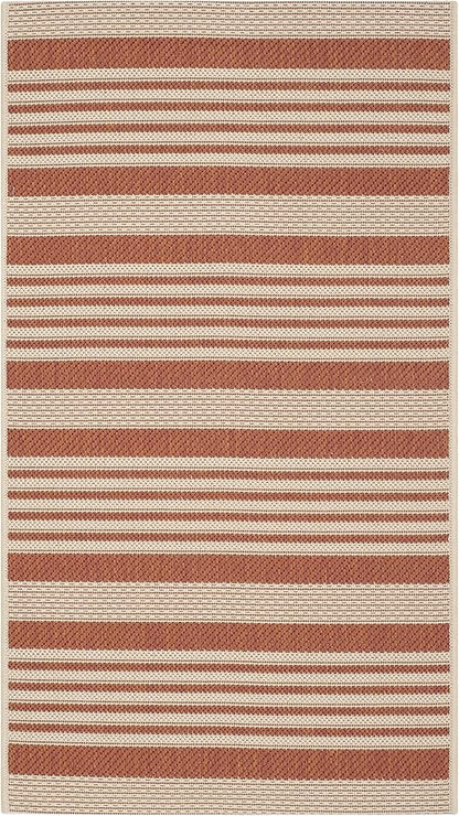 SAFAVIEH Washable Rug Outdoor Courtyard Collection - 2' x 3'7", Terracotta & Beige, Non-Shedding & Easy Cleaning, Ideal for Patio, Front Door, Entryway, Doormat (CY6062-241)