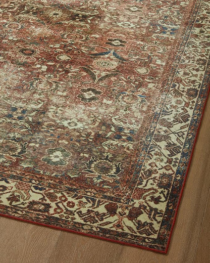 Loloi Magnolia Home by Joanna Gaines Banks Collection BAN-04 Brick/Ivory 3'-6" x 5'-6" .13" Pile Height, Machine Washable, Accent Rug