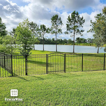 Fencer Wire Heavy Duty Arched Decorative Fence Gate, 6FT Height x 4FT Width Outdoor Fence Gate, Outdoor Anti-Rust Metal Steel Gate for Fencing Barrier, Garden Gate with Gate Lock