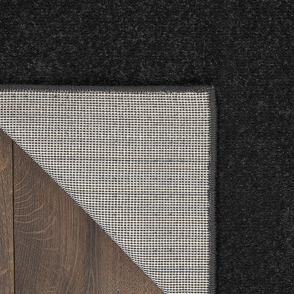 Nourison Home Essentials Solid Contemporary Black 2'x10' Runner Rug , 2'2" X 10'