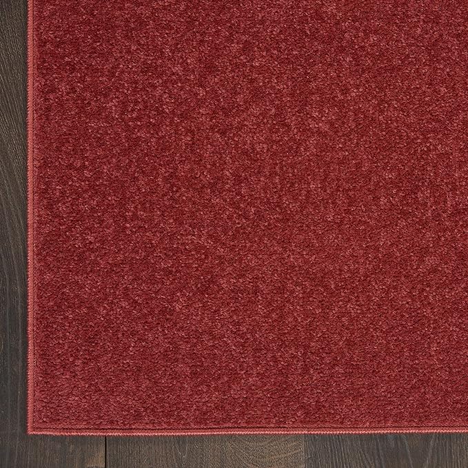 Nourison Essentials Indoor/Outdoor Brick Red 2'2'' x 10' Area-Rug, Easy-Cleaning, Non Shedding, Bed Room, Living Room, Dining Room, Backyard, Deck, Patio (2x10)