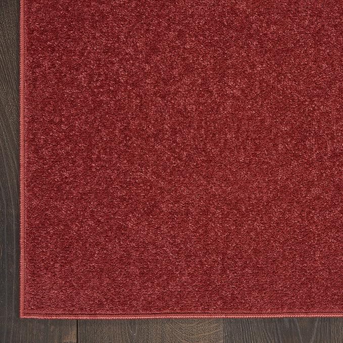 Nourison Home Essentials Solid Indoor/Outdoor Brick Red 2'2" x 18 Area Rug, Easy Cleaning, Non Shedding, Bed Room, Living Room, Dining Room, Deck, Patio, Backyard (2x18)
