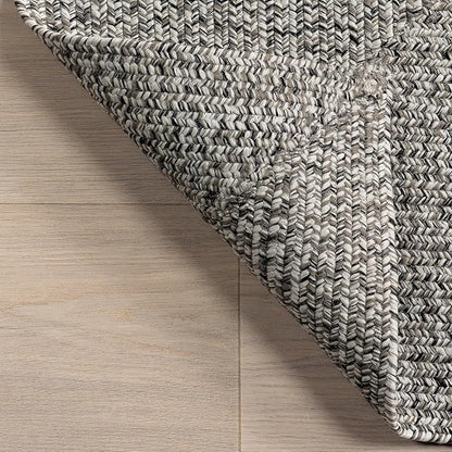 nuLOOM 2' x 18' Solid Hand Braided Indoor/Outdoor Area Rug, Pet-Friendly, High Traffic, Weather Resistant, for Patio, Balcony, Bedroom, Living, Dining Room, Wynn Salt and Pepper