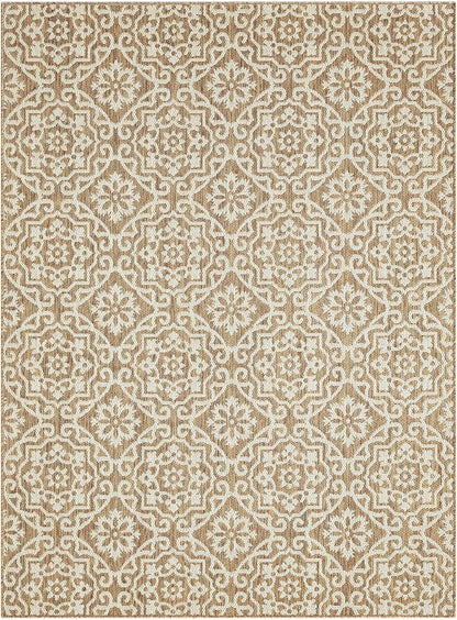 Nicole Miller New York Patio Country Danica Transitional Geometric Indoor/Outdoor Area Rug, Brown/Beige, 5'2"x7'2"