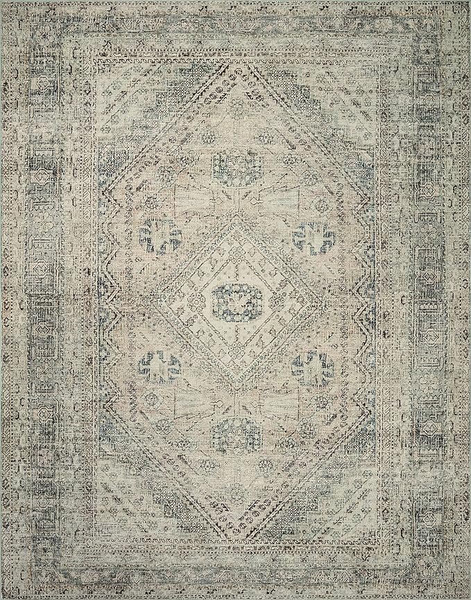 Loloi Magnolia Home by Joanna Gaines Sinclair Collection SIN-04 Natural/Sage 2'-0" x 5'-0", .25" Pile Height, Machine Washable, Accent Rug