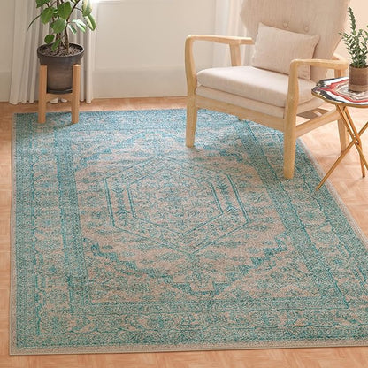 SAFAVIEH Adirondack Collection Accent Rug - 3' x 5', Light Grey & Teal, Oriental Medallion Design, Non-Shedding & Easy Care, Ideal for High Traffic Areas in Entryway, Living Room, Bedroom (ADR108L)