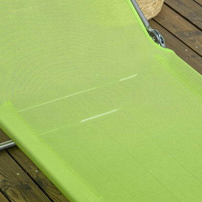 Outsunny 2 Piece Folding Chaise Lounge Chairs, Pool Sun Tanning Chairs with Reclining Back, Breathable Mesh Seat, Headrest for Beach, Yard, Patio, Green