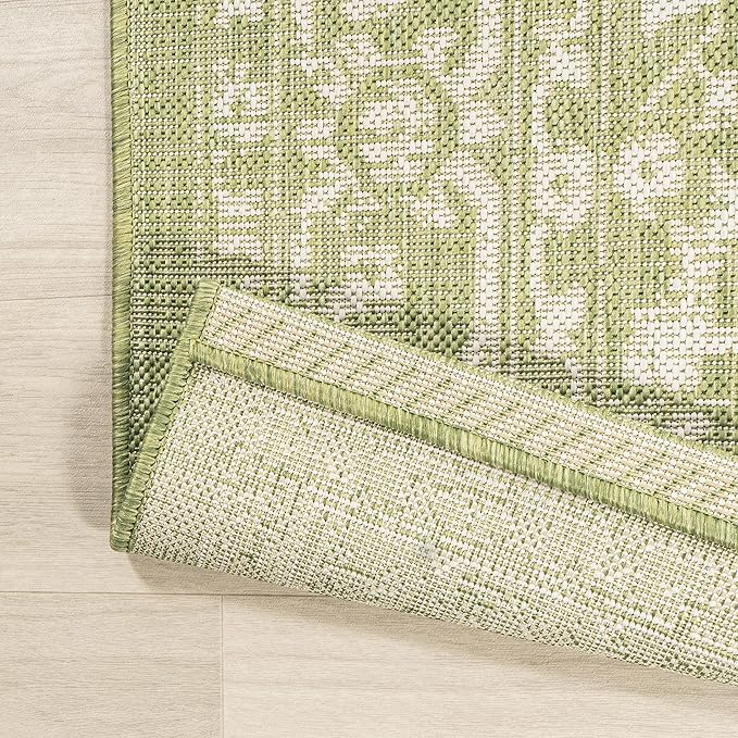 JONATHAN Y Boho Medallion Indoor Outdoor Area Rug 9X12 Green/Cream, Malta Textured Weave for Backyard, Patio, Porch, Easy-Cleaning, High Traffic, Pet-Friendly, Non-Shedding (SMB104D-9)