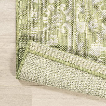 JONATHAN Y Boho Medallion Indoor Outdoor Area Rug 9X12 Green/Cream, Malta Textured Weave for Backyard, Patio, Porch, Easy-Cleaning, High Traffic, Pet-Friendly, Non-Shedding (SMB104D-9)