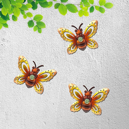 Garden Decor Clearance Metal Bee Wall Art Sculpture, Large Bee Wall Decor Fence Garden Decoration Hanging for Yard Lawn Patio Living Room Bedroom, 3 Pack, Gift for Family