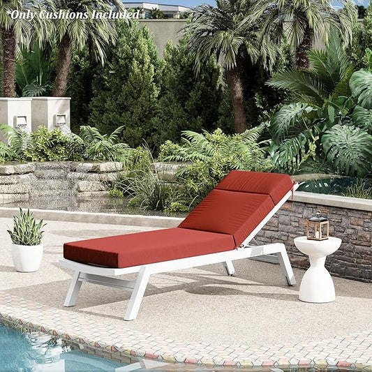 Chaise Lounge Cushion for Outdoor Furniture, Waterproof Fade and Tear Resistant Lounge Deck Chair Cushions for Patio Lawn Pool Resort Hotel