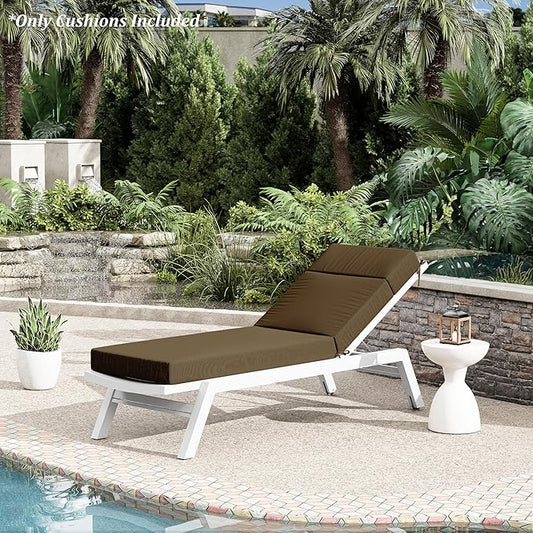 Chaise Lounge Cushion for Outdoor Furniture, Waterproof Fade and Tear Resistant Lounge Deck Chair Cushions for Patio Lawn Pool Resort Hotel