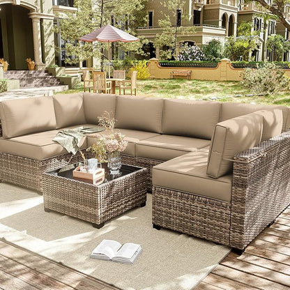 14 Pcs Outdoor Cushion Slipcovers Outdoor Patio Cushion Covers Replacement Waterproof with Zipper for Outdoor Furniture, Patio Sofa Couch 3 Sizes, Covers Only