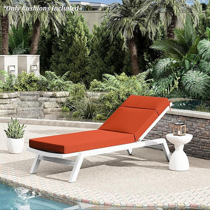 Chaise Lounge Cushion for Outdoor Furniture, Waterproof Fade and Tear Resistant Lounge Deck Chair Cushions for Patio Lawn Pool Resort Hotel