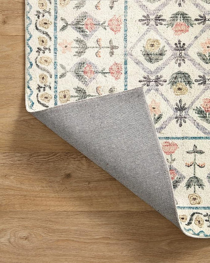 Loloi Rifle Paper Co. Eden Collection EDE-03 Lattice Ivory 2'-3" x 3'-9" Accent Rug feat. CloudPile™