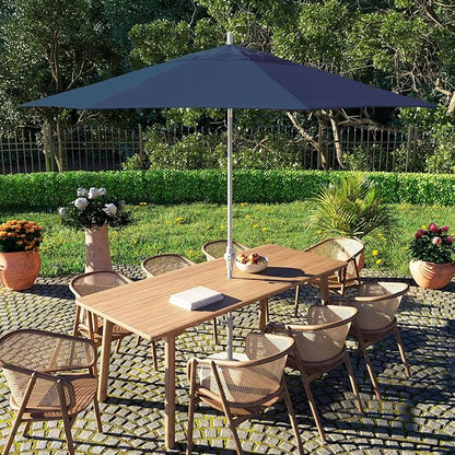 California Umbrella 11Ft Fiberglass Rib Patio Umbrella, Hand-Crank, Tilt-Collar, White Frame, Solution Dyed Navy Fabric