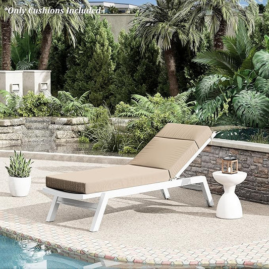 Chaise Lounge Cushion for Outdoor Furniture, Waterproof Fade and Tear Resistant Lounge Deck Chair Cushions for Patio Lawn Pool Resort Hotel