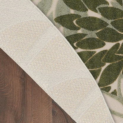 Nourison Home Aloha Indoor/Outdoor Ivory Green 7'10" x Round Area Rug, Easy-Cleaning, Non Shedding, Bed Room, Living Room, Dining Room, Backyard, Patio, Deck (8 Round)