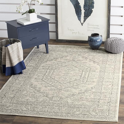 SAFAVIEH Adirondack Collection Accent Rug - 3' x 5', Ivory & Silver, Oriental Medallion Design, Non-Shedding & Easy Care, Ideal for High Traffic Areas in Entryway, Living Room, Bedroom (ADR108B)