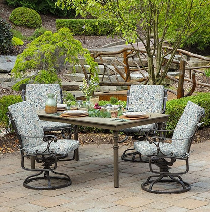 Arden 4-Pack Outdoor Patio Dining Chair Cushion, 20x44, Rain-Proof Seat Pad, Fade-Resistant Outdoor Cushion Pistachio Botanical