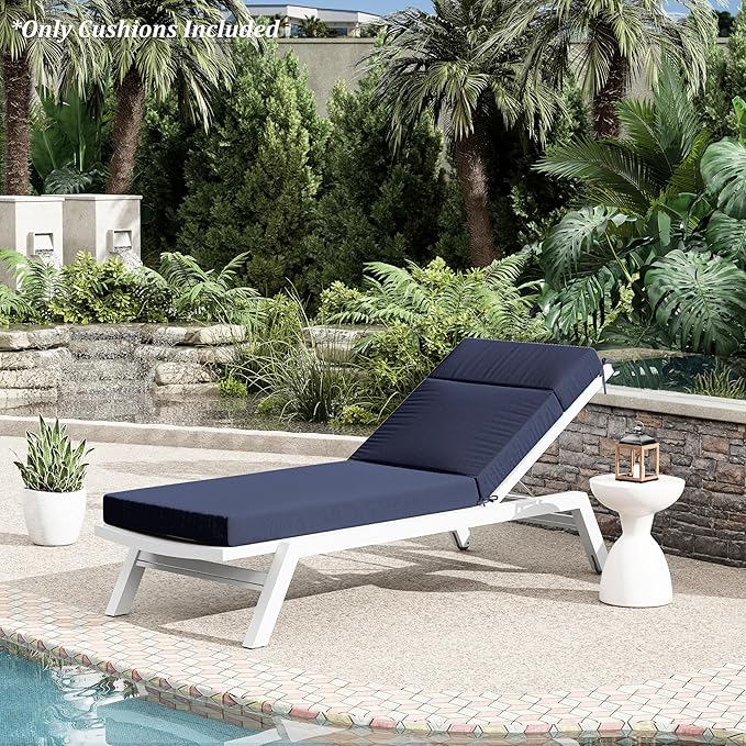 Chaise Lounge Cushion for Outdoor Furniture, Waterproof Fade and Tear Resistant Lounge Deck Chair Cushions for Patio Lawn Pool Resort Hotel
