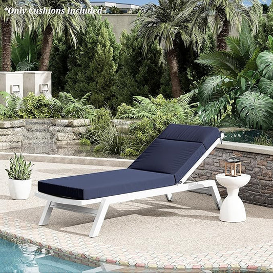 Chaise Lounge Cushion for Outdoor Furniture, Waterproof Fade and Tear Resistant Lounge Deck Chair Cushions for Patio Lawn Pool Resort Hotel