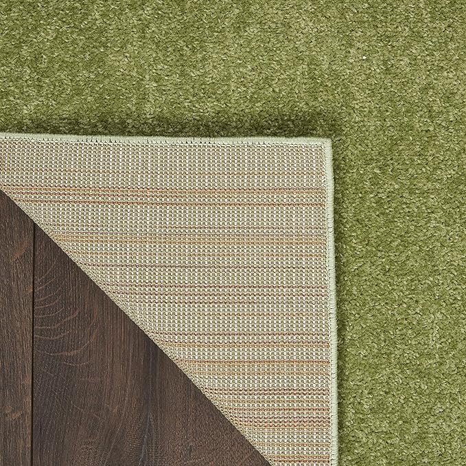Nourison Essentials Indoor/Outdoor Green 2'2'' x 10' Area-Rug, Easy-Cleaning, Non Shedding, Bed Room, Living Room, Dining Room, Backyard, Deck, Patio (2x10)