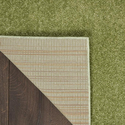 Nourison Essentials Indoor/Outdoor Green 2'2'' x 10' Area-Rug, Easy-Cleaning, Non Shedding, Bed Room, Living Room, Dining Room, Backyard, Deck, Patio (2x10)