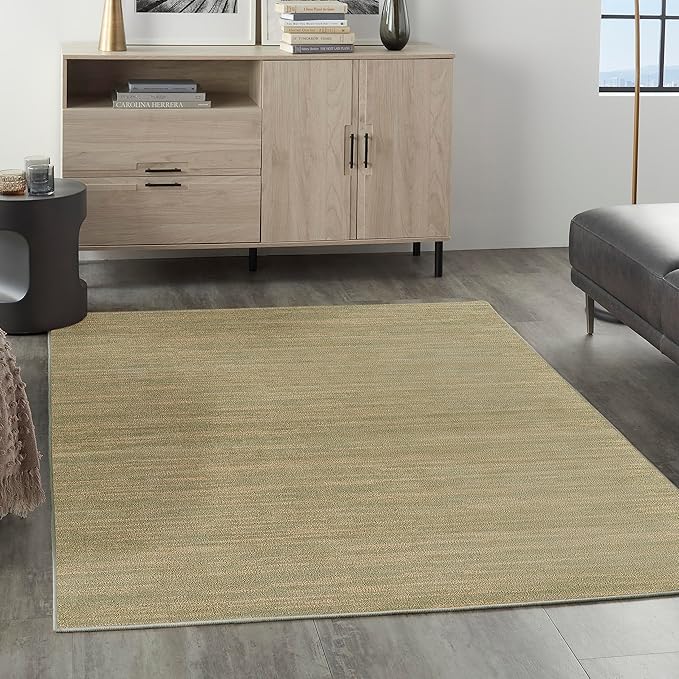 Nourison Home Essentials Indoor/Outdoor Green Gold 4' x 6' Area Rug, Easy Cleaning, Non Shedding, Bed Room, Living Room, Dining Room, Backyard, Deck, Patio (4x6)