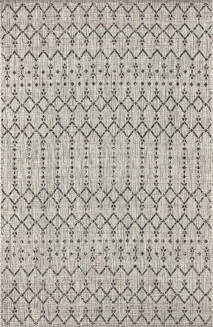JONATHAN Y Moroccan Geometric Indoor Outdoor Area Rug 5X8 Light Gray/Black, Ourika Textured Weave for Backyard, Patio, Porch, Easy-Cleaning, High Traffic, Pet-Friendly, Non-Shedding (SMB108E-5)
