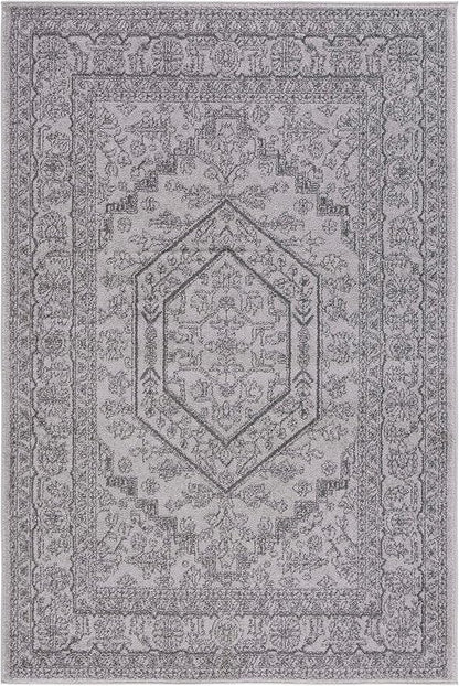 SAFAVIEH Adirondack Collection Accent Rug - 4' x 6', Light Grey & Dark Grey, Oriental Medallion Design, Non-Shedding & Easy Care, Ideal for High Traffic Areas in Foyer, Living Room, Bedroom (ADR108C)