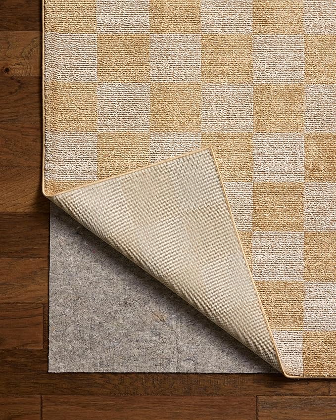 Loloi Chris Loves Julia Calvin Collection CLV-01 Apricot/Ivory 2'-3" x 3'-10" Accent Rug Checkered Neutral Soft Living Room Bedroom Carpet