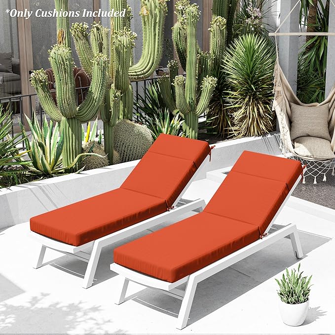 Chaise Lounge Cushion for Outdoor Furniture, Waterproof Fade and Tear Resistant Lounge Deck Chair Cushions for Patio Lawn Pool Resort Hotel